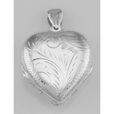 Beautiful Sterling Silver Heart Locket Pendant - 4 Photo Large Clover - HP-6314