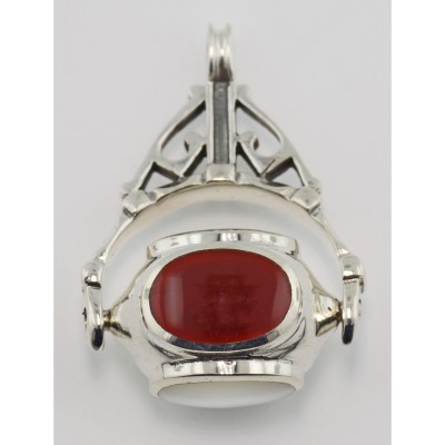 4 Stone Spinning Fob Pendant - Vintage Style - Sterling Silver - HP-6664