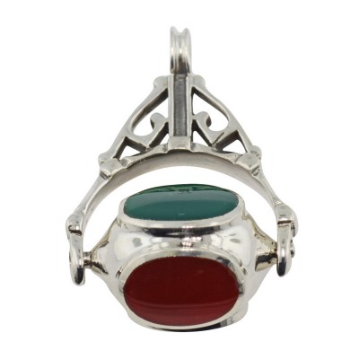 4 Stone Spinning Fob Pendant - Vintage Style - Sterling Silver - HP-6664
