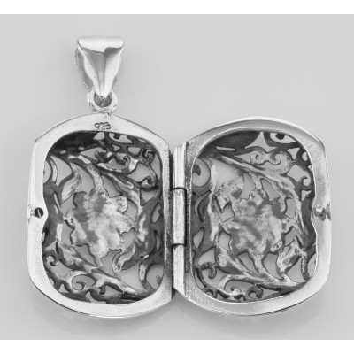 Antique Style Floral Vinaigrette Sterling Silver Locket - HP-6666
