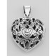 Filigree Heart Locket Pendant Vinaigrette Aromatherapy Sterling Silver - HP-69