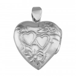 Vintage Style Interlocking Heart Locket Pendant In Fine Sterling Silver