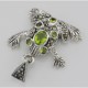 Cute Green CZ and Marcasite Frog Pendant - Sterling Silver - HP-791