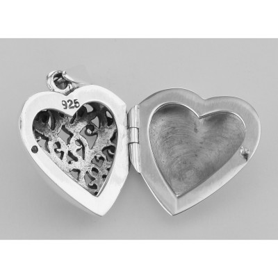 Sterling Silver Filigree Heart Locket - Aromatherapy Locket - HP-804