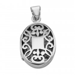 Sterling Silver Oval Filigree Locket - Aromatherapy Locket