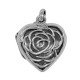 Sterling Silver Rose Heart Filigree Locket - HP-809