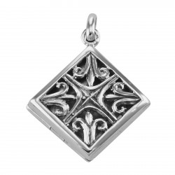 Sterling Silver Filigree Diamond Shaped Locket - Aromatherapy Locket
