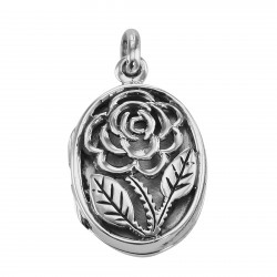 Sterling Silver Filigree Rose Oval Locket - Aromatherapy Locket