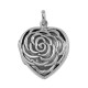Sterling Silver Large Filigree Rose Heart Locket - HP-815