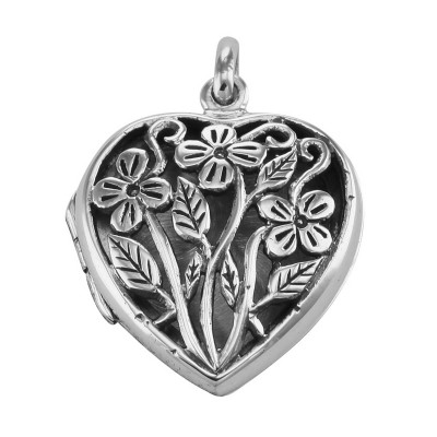 Sterling Silver Large Filigree Floral Heart Locket - Aromatherapy Locket - HP-816