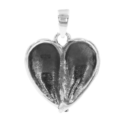 Vintage Inspired Lovely Heart Shaped Angel Wing Pendant Made Of Pure Sterling Silver - HP-94