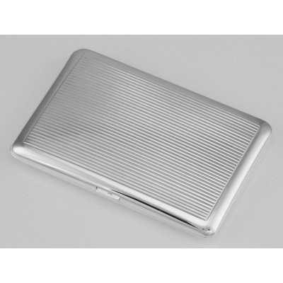 Fine Italian Made Business Card Case w/ Push Button Closure - Sterling Silver - I-705