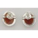 Hand Carved Italian Oval Cameo Post Earrings - Sterling Silver - IC-E102