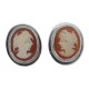 Hand Carved Italian Oval Cameo Post Earrings - Sterling Silver - IC-E102