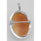 Hand Carved Italian Cameo Pin / Pendant - Roman Style - Sterling Silver - IC-P105