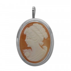 Hand Carved Italian Cameo Pin / Pendant - Roman Style - Sterling Silver