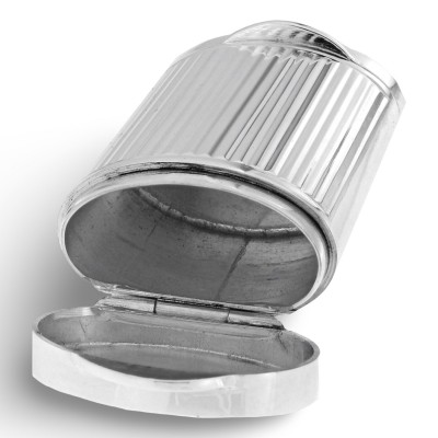 Two Compartment Handmade Italian Oval Tubular Shapes Sterling Silver Pillbox - IT-134