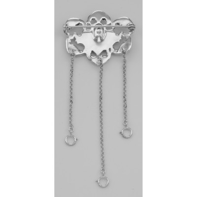 Antique Style Cherub Chatelaine Pin / Brooch - Sterling Silver - J-153