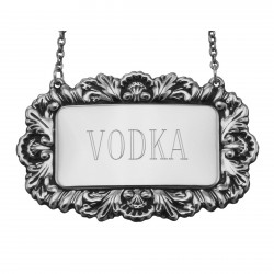 Sterling Silver Vodka Liquor Decanter Label / Tag Victorian Border Made in USA