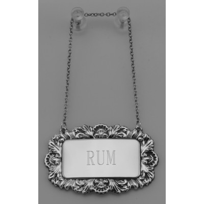 Rum Liquor Decanter Label / Tag - Sterling Silver - LL-103