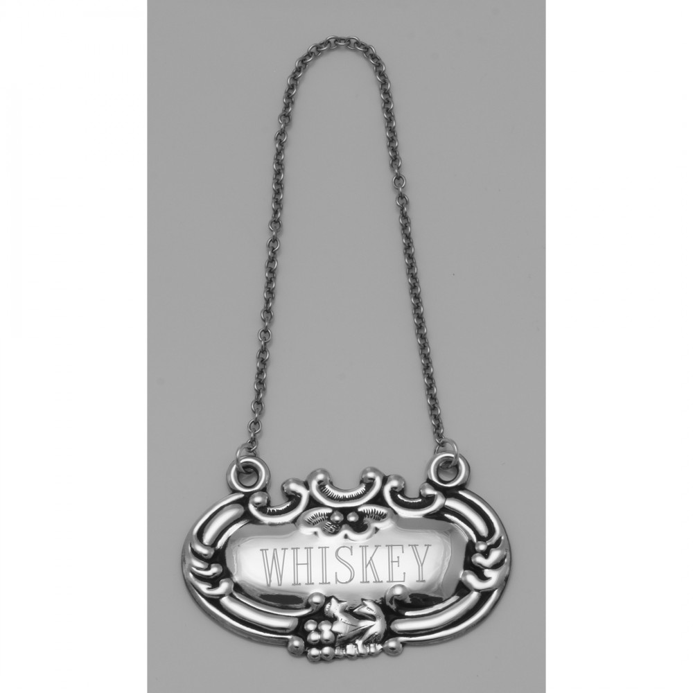Whiskey Liquor Decanter Label / Tag Sterling Silver LL405
