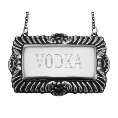 Vodka Liquor Decanter Label / Tag - Sterling Silver - LL-501