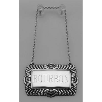 Bourbon Liquor Decanter Label / Tag - Sterling Silver - LL-506
