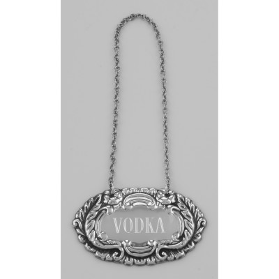 Vodka Liquor Decanter Label / Tag - Sterling Silver - LL-601