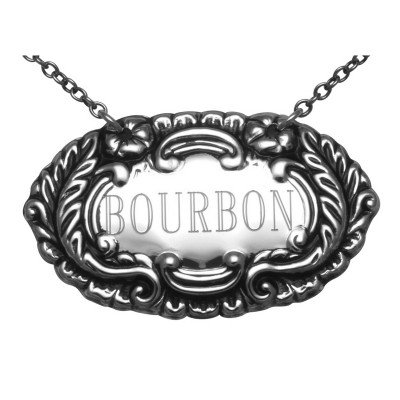 Bourbon Liquor Decanter Label / Tag - Sterling Silver - LL-606