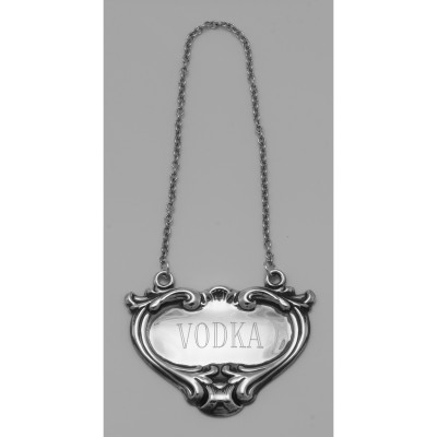 Vodka Liquor Decanter Label / Tag - Sterling Silver - LL-701