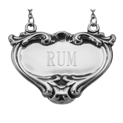 Rum Liquor Decanter Label / Tag - Sterling Silver - LL-703