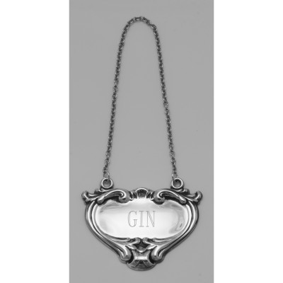 Gin Liquor Decanter Label / Tag - Sterling Silver - LL-704