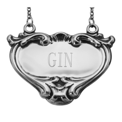 Gin Liquor Decanter Label / Tag - Sterling Silver - LL-704