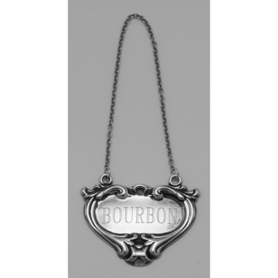 Bourbon Liquor Decanter Label / Tag - Sterling Silver - LL-706