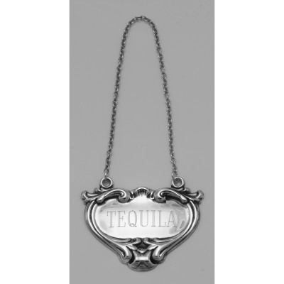 Tequila Liquor Decanter Label / Tag - Sterling Silver - LL-709