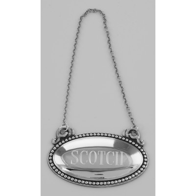 Scotch Liquor Decanter Label / Tag - Oval beaded Border - Made in USA - LL-802