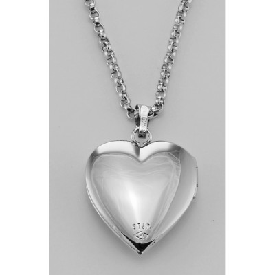 Sterling Heart Shaped Locket - Engravable - 14mm - Made in USA - MF-2268