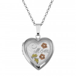 Heart Shaped Mom Sterling Locket - 19mm