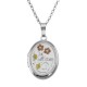Silver Oval Mom Locket - Tri-Color Floral - 16mm - MF-476