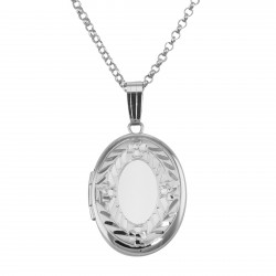 Oval Silver Locket Border Design - 16mm