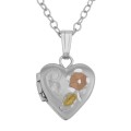 Sterling Silver Baby Heart Locket Floral Design with Chain - 10mm
