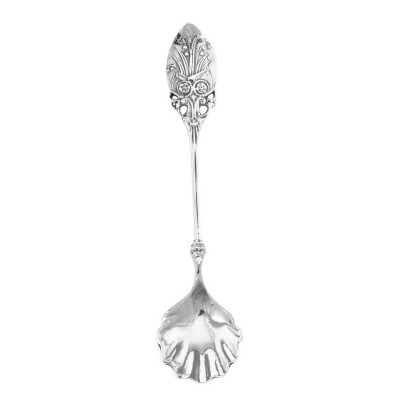 Sterling Silver Floral with Shell Bowl Master Salt Spoon - MS-11