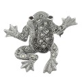 Marcasite / Garnet Frog Pin / Brooch - Sterling Silver