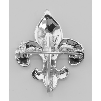 Fleur de Lis Pin - Charm Hanger - Sterling Silver - P-3065