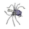 Amethyst Spider Pin or Brooch - Sterling Silver