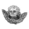 Winged Cherub Head Pin or Brooch - Sterling Silver