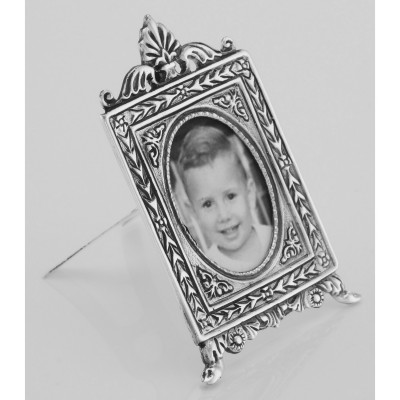 Vintage Neoclassical Style Mini Picture Frame in Fine Sterling Silver - PF-3007