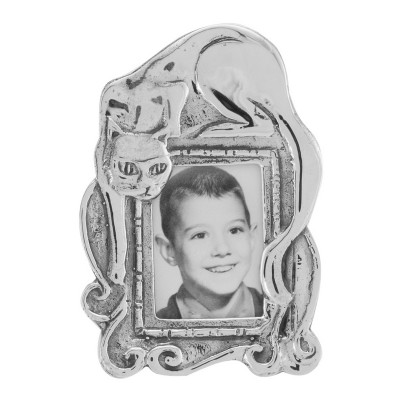 Cute Cat Mini Picture Frame in Fine Sterling Silver - PF-3078