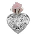 Victorian Style Repousse Heart Vase Pin - Sterling Silver