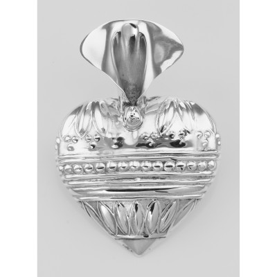 Art Deco Style Heart Vase Pin - Sterling Silver - PX-8023